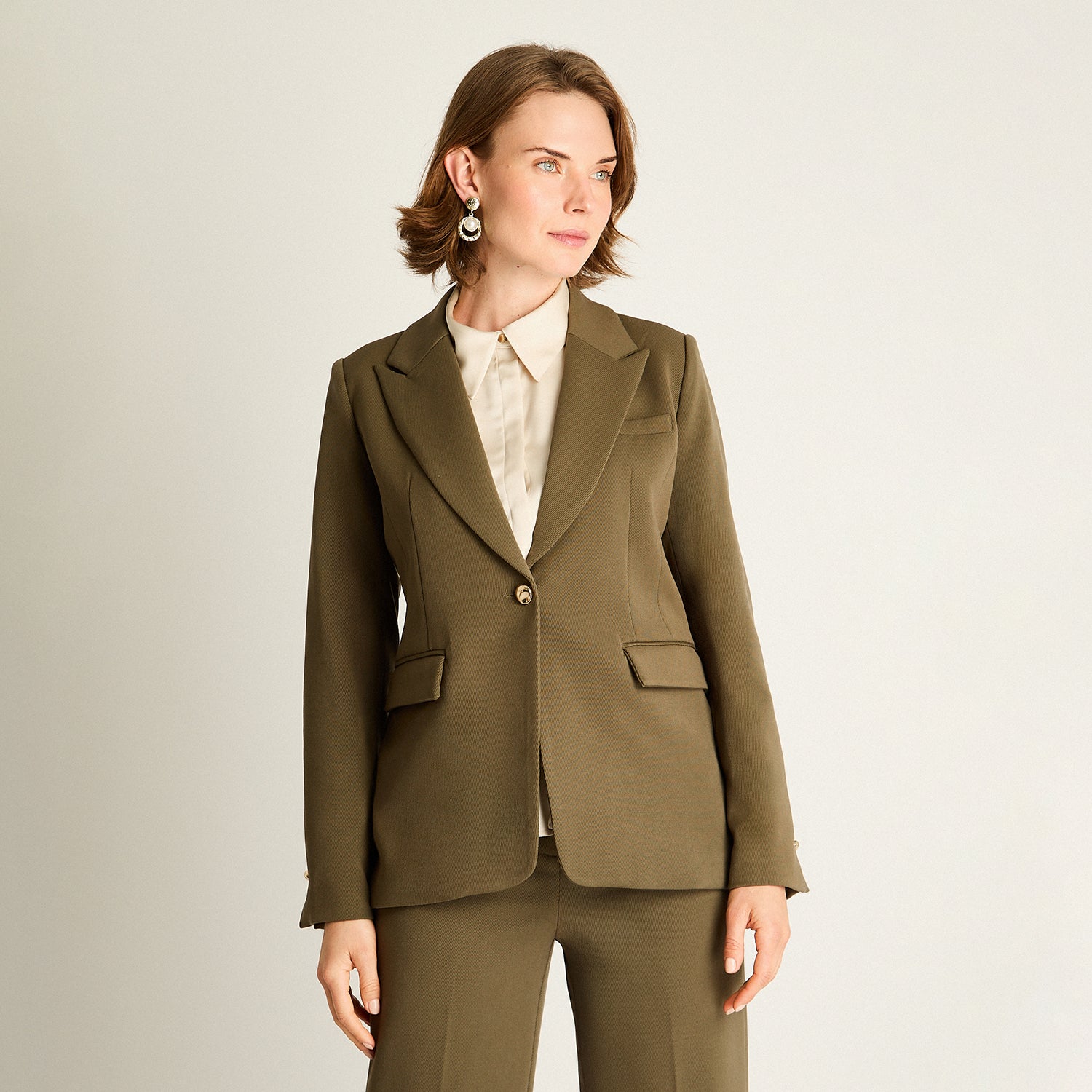 Blazer Verde con Forro y Puño Interior Estampado